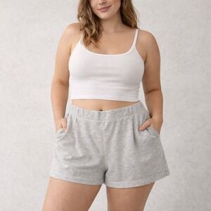 Aerie Gray Cotton Knit Lounge Shorts Size XL Cozy Elastic Waist‎ Comfy Casual